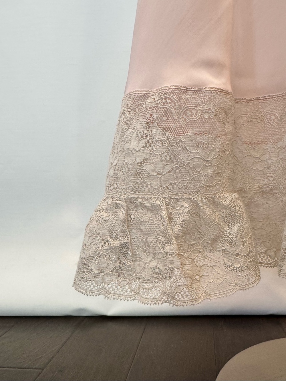 1940s Silky Rayon Pink Ivory Lace Skycharmer Skylon Vintage Full Slip Dress 18 L - Picture 7 of 13